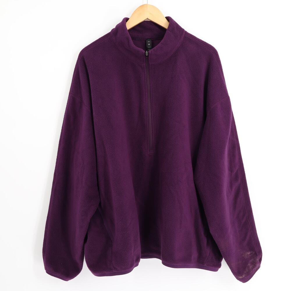 Lululemon Men's XXL Oversized-Fit Fleece Half Zip Purple Pullover Sweater "Flaw"